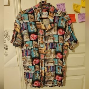 Summer vacation patterned button down shirt for women and men